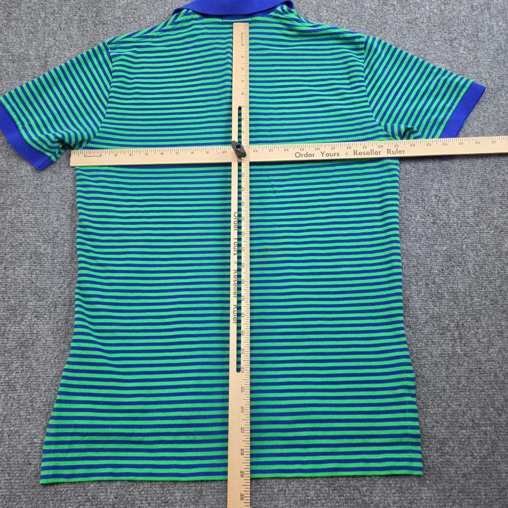 Polo Ralph Lauren Shirt Mens M Blue Green Striped Short Sleeve Preppy Y2K Ivy